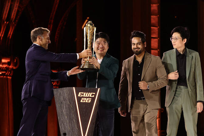 AG.AL win $7M Esports World Cup Club Championship in Paris; Macron presents trophy as Saudi crown prince attends finale