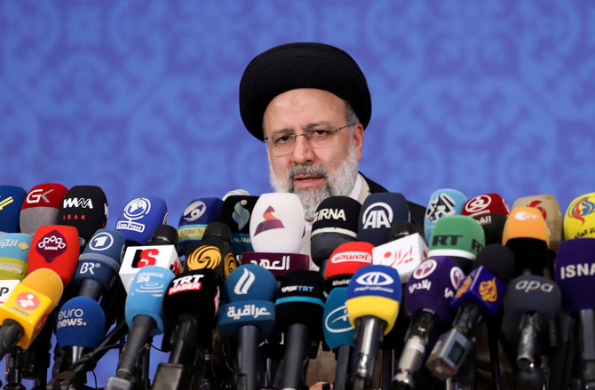 Iran's President-elect Ebrahim Raisi speaks during a news conference in Tehran on June 21, 2021. (Majid Asgaripour/West Asia News Agency via REUTERS)
