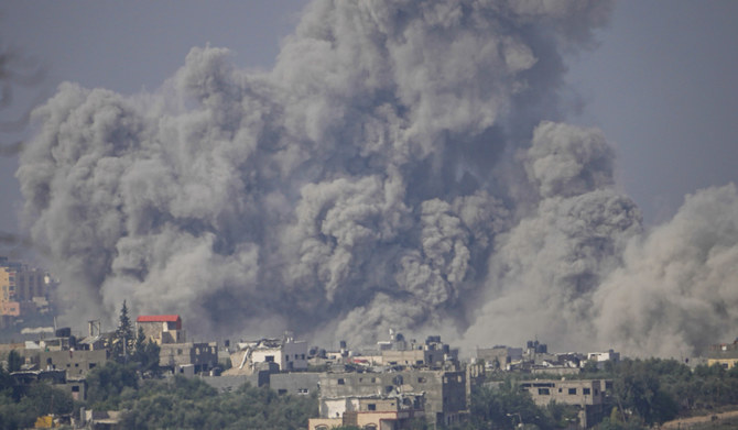 Smoke rises following an Israeli airstrike in the Gaza Strip, as seen from southern Israel on Oct. 23, 2023. (AP)