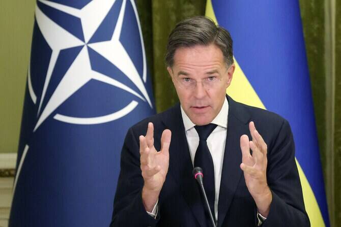NATO Secretary General Mark Rutte speaks during a press conference in Kyiv. (AFP/File Photo)